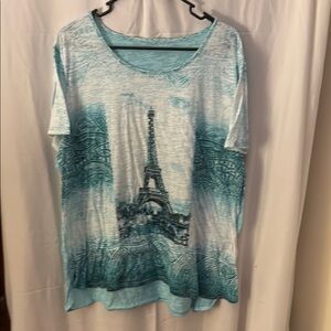 Elegant Teal Eiffel Tower Graphic Tee